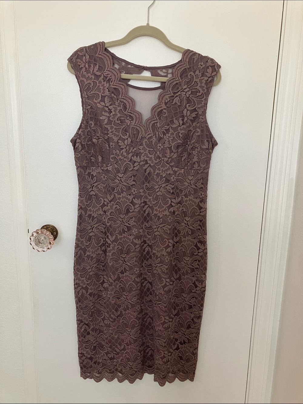 Candalite Sleeveless Lace Sheath Dress XL in Dusty Mauve
